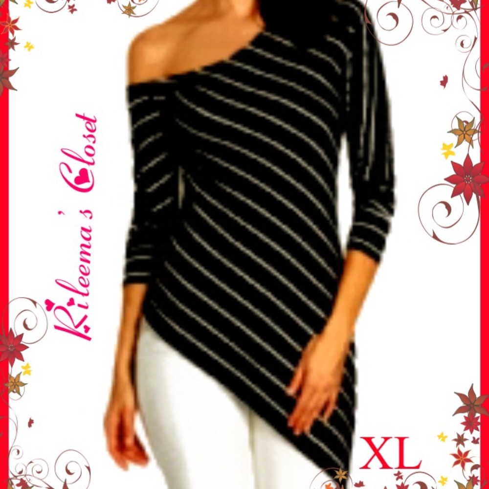 Hot Sale 🔥 FANCYQUBE Sexy Skew Neck Stripe Top